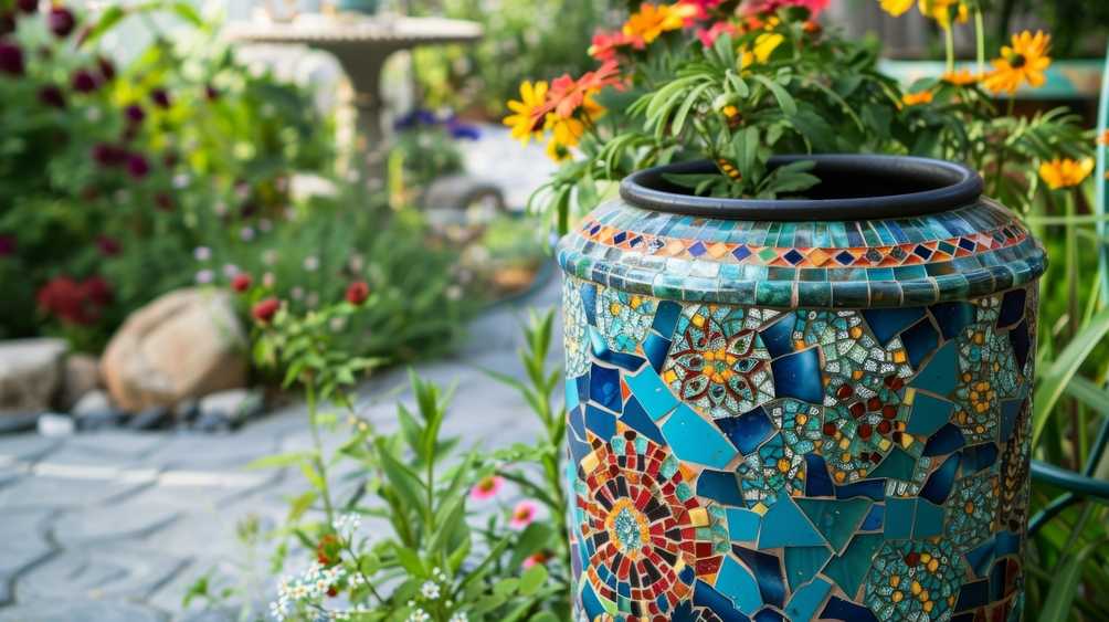 DIY-Tipp für mediterranes Flair: Regentonne mit Mosaik verkleiden 
